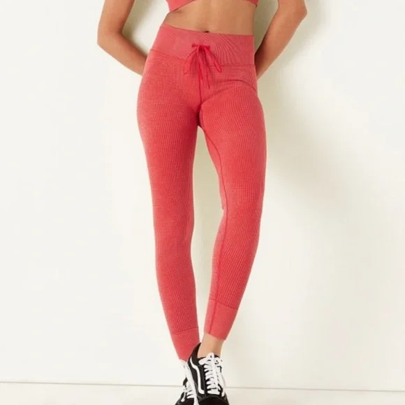 NWT Victoria's Secret Pink Light Blue High Waist Seamless Waffle Leggings Tights - Picture 3 of 11